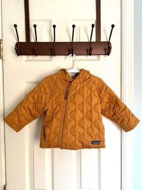 Patagonia Toddler Hooded Quilted Puffer Jacket - Yellow 12-18 Months
